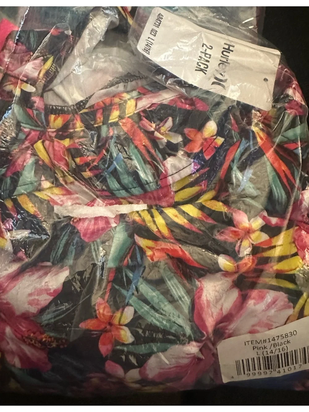 NWT Hurley Girls 2-Pack Outfit Set - Size L (14/16) - Pink/Black Tropical Floral